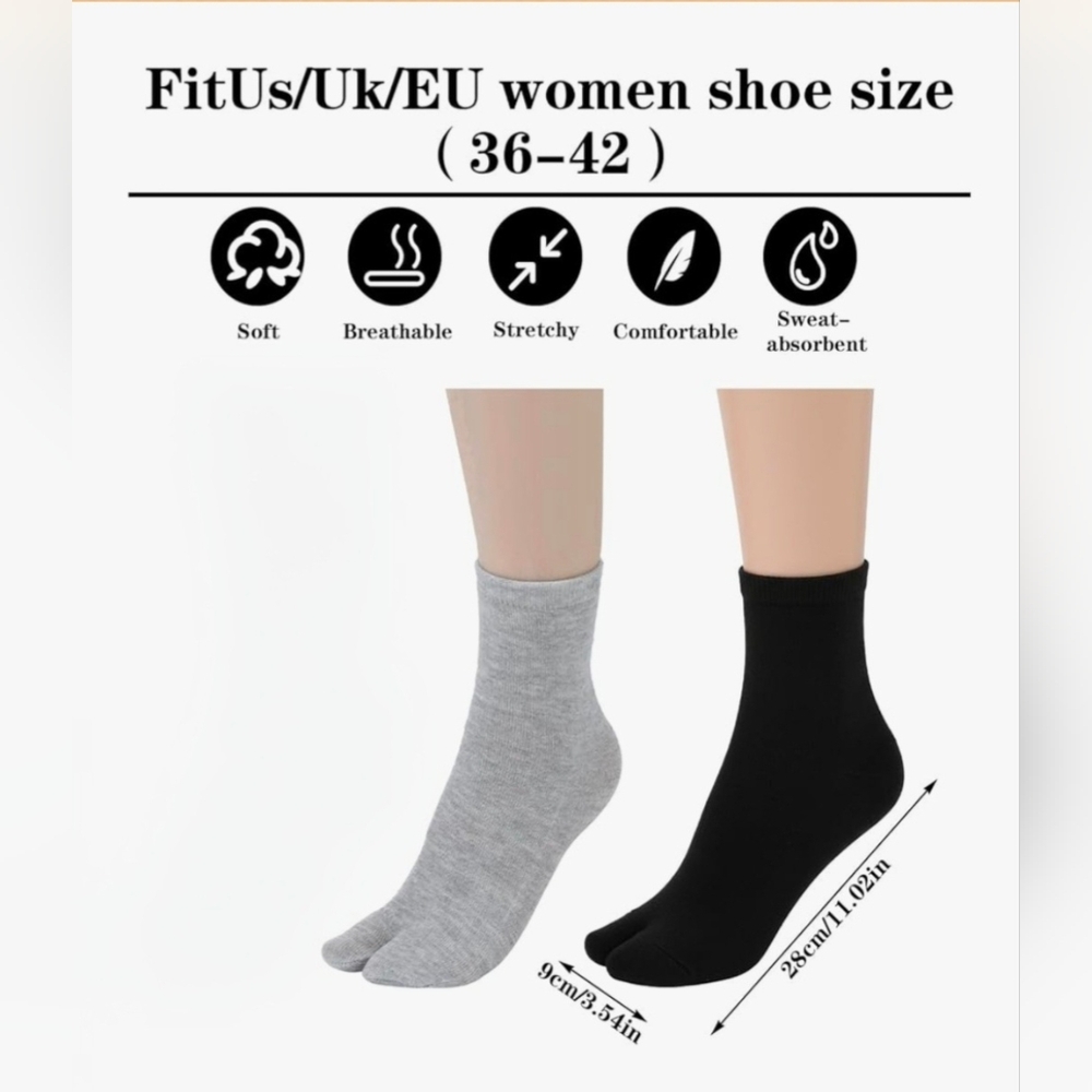 Unisex Gray Split Toe Socks